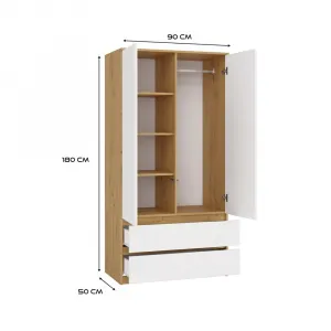 TP Living Šatníková skriňa MALWA I 90 cm dub artisan/biela