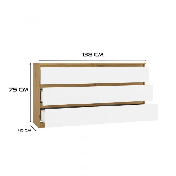 TP Living Komoda MALWA M6 140 dub artisan/biela