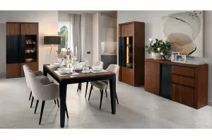 Szynaka Komoda Paris II 46 130 cm z masívu s LED osvetlením dub antický/čierna