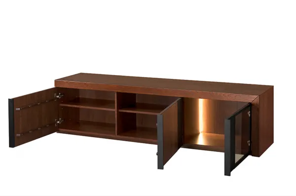 Szynaka TV skrinka Paris II 25 182 cm z masívu s LED osvetlením dub antický/čierny