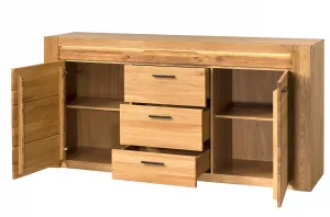 Szynaka Komoda Velvet II 47 181 cm z masívu s LED osvetlením dub prírodný