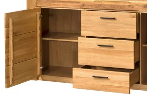 Szynaka Komoda Velvet II 47 181 cm z masívu s LED osvetlením dub prírodný