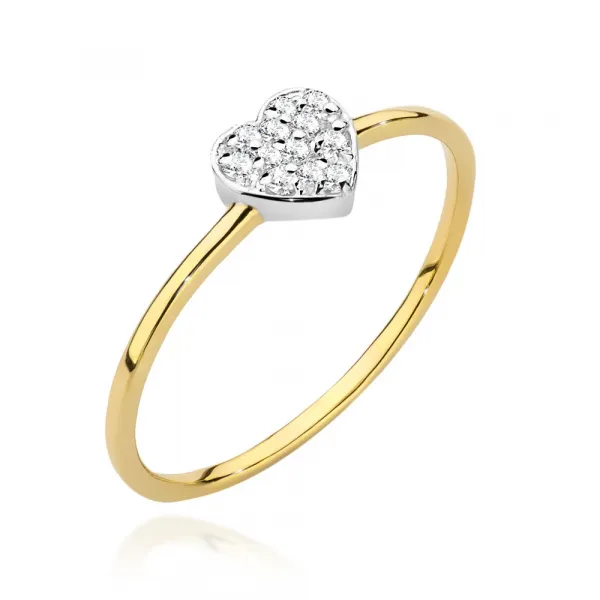 Blink-Blink Zlatý prsteň SRDIEČKO s diamantom 0.10 ct1342BDB