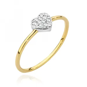 Blink-Blink Zlatý prsteň SRDIEČKO s diamantom 0.10 ct1342BDB