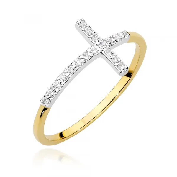 Blink-Blink Zlatý prsteň s Krížikom s diamantami 0.09 ct1685BDB