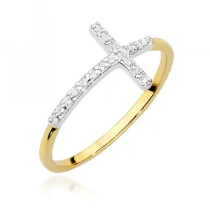 Blink-Blink Zlatý prsteň s Krížikom s diamantami 0.09 ct1685BDB