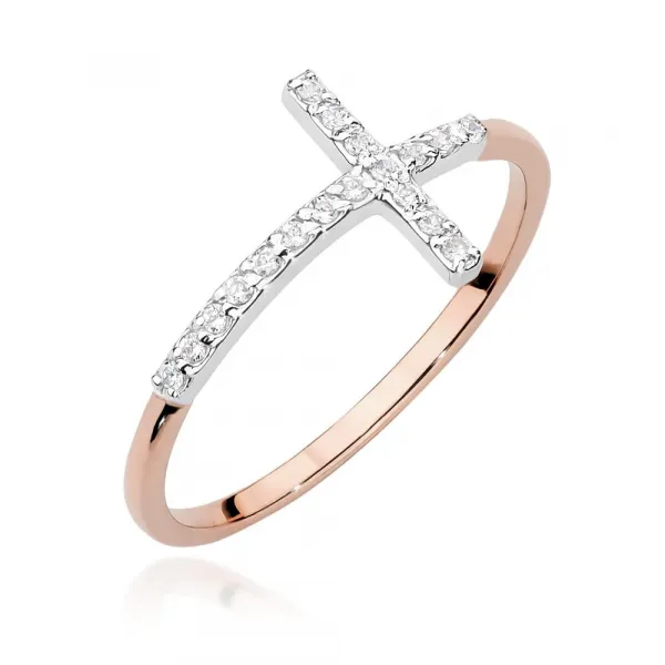 Blink-Blink Zlatý prsteň s krížikom s diamantami 0.09 ct1685ZDB