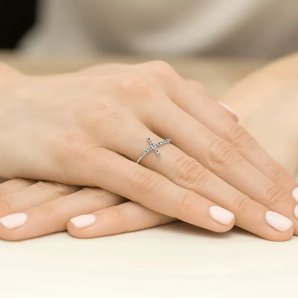 Blink-Blink Zlatý prsteň s Krížikom s diamantami 0.09 ct1685RDB