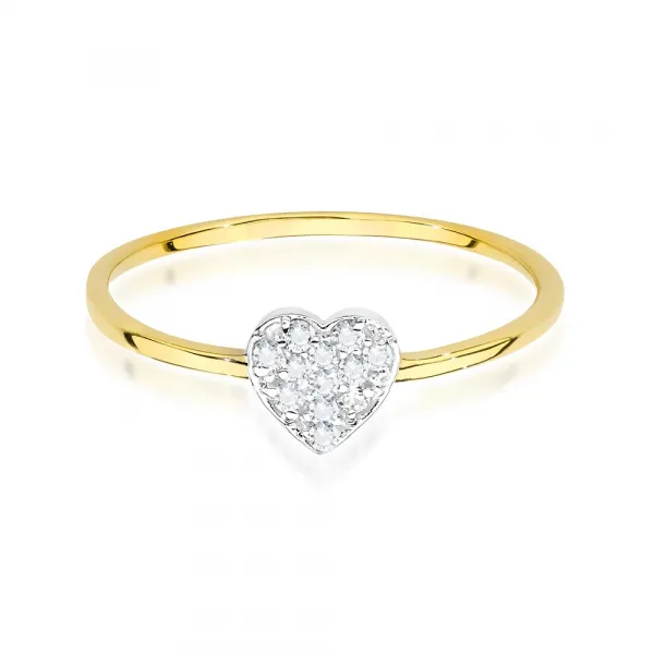 Blink-Blink Zlatý prsteň SRDIEČKO s diamantom 0.10 ct1342BDB