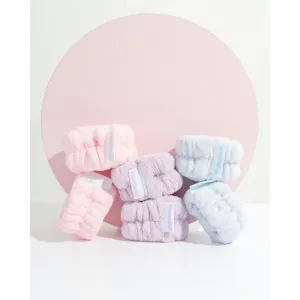 Brushworks Pastel Microfibre Wrist Wash Bands náramky proti stekajúcej vode pri umývaní tváre 6 ks