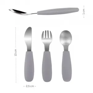 Zopa Silicone Children's Cutlery príbor 6 m+ Dove Grey 3 ks