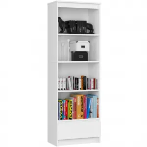 Ak furniture Kancelársky regál Rexa 60 cm 1 zásuvka a 4 police biely
