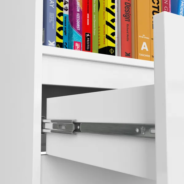 Ak furniture Kancelársky regál 60 cm 1 zásuvka a 4 police biely lesk