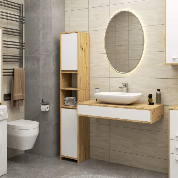 Ak furniture Koupelnová skříňka Fin S30 1D 30 cm dub artisan/bílá