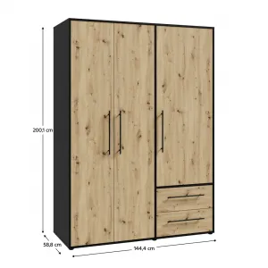 Skriňa, dub artisan/čierna, MOSKA TYP 1