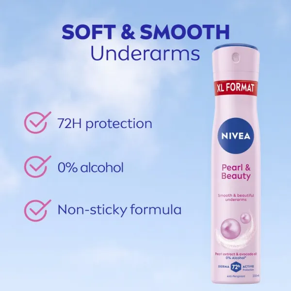 NIVEA Pearl & Beauty antiperspirant v spreji 72h 200 ml