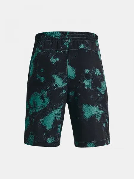Zeleno-čierne chlapčenské šortky Under Armour Project Rock Printed Wvn Short