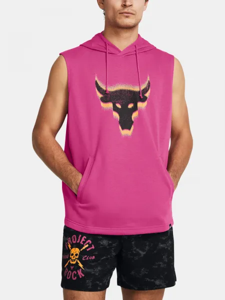 Ružová pánska mikina bez rukávov Under Armour Project Rock Fleece Payoff Sleeveless