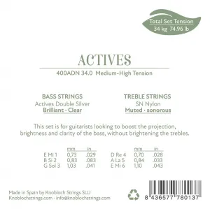 Knobloch ACTIVES Double Silver SN Nylon Medium-High Tension 34.0