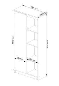 Ak furniture Regál Rexa 80 cm 1 skrinka a 4 police wenge