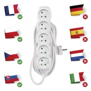 EMOS Prodlužovací kabel s 5 zásuvkami 1,5 mm² Riko 5 m bílý