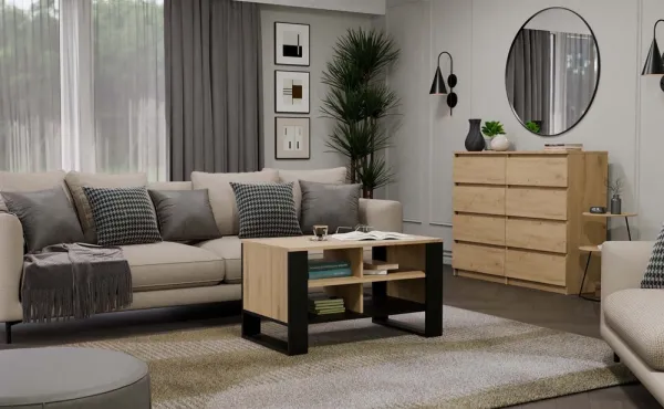 TP Living Konferenčný stolík LAWA Modern 4P Slim dub artisan/čierny