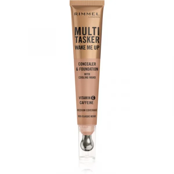 Rimmel Multi-Tasker Wake Me Up make-up a korektor pre rozjasnenie pleti odtieň 55 Classic Beige 20 ml