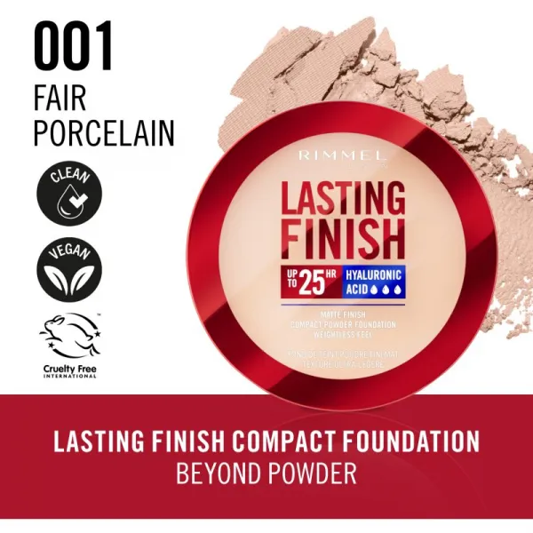 Rimmel Lasting Finish 25H kompaktný púder SPF 20 odtieň Fair Porcelain 7 g