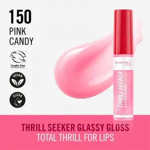 Rimmel Thrill Seeker Glassy Gloss lesk na pery pre väčší objem odtieň 150 Pink Candy 10 ml
