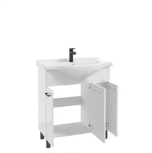 ArtDef Kúpeľnová skrinka NOVELTY White D75 s umývadlom Roberto 75 | 75 cm