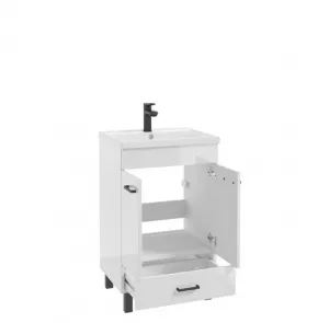 ArtDef Kúpeľňová skrinka NOVELTY White s umývadlom Barcelona D50 2D1S | 50 cm