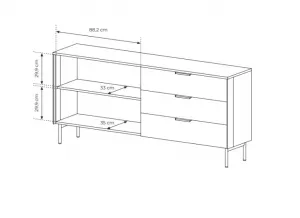 ArtLas Komoda NAIRE 2D3S s LED osvetlením | dub dunin