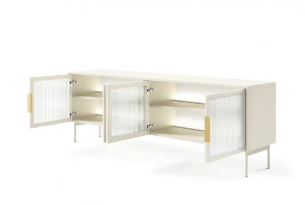 ArtLas Tv stolík NAIRE 4D s LED osvetlením | cashmere