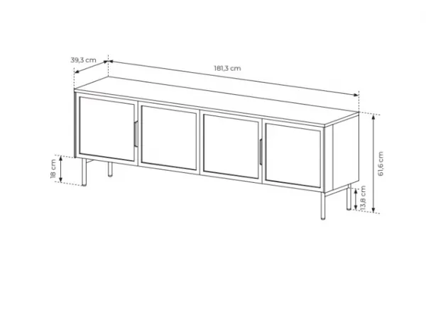 ArtLas TV stolík NAIRE 181 4D s LED osvetlením | dub dunin