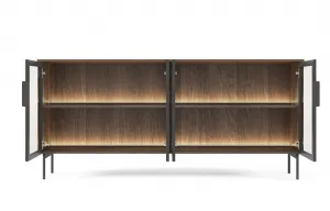 ArtLas Komoda NAIRE 4D 181 s LED osvetlením | dub dunin