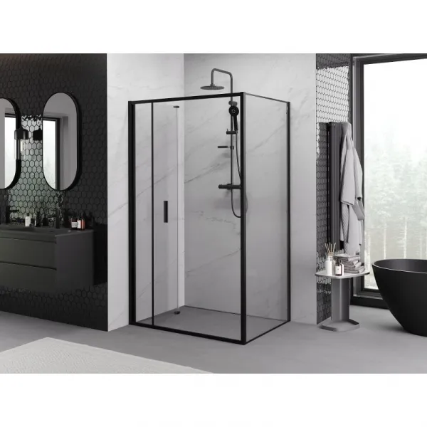 MEXEN/S - Exo sprchovací kút skladacie dvere 80 x 85, transparent, čierna 816-080-085-70-00