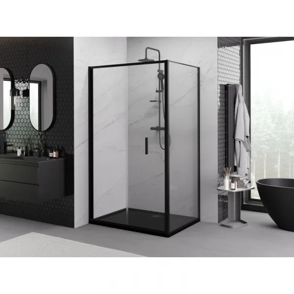 MEXEN/S - Exo sprchovací kút skladacie dvere 80 x 85, transparent, čierna 816-080-085-70-00