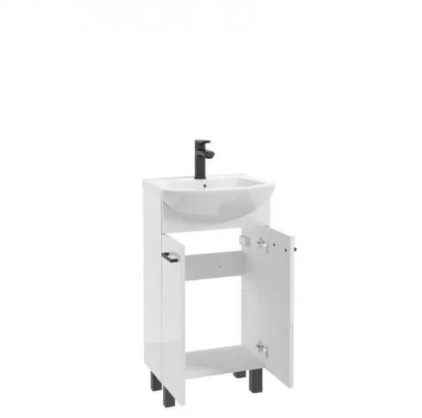 ArtDef Kúpeľňová skrinka NOVELTY White D45 s umývadlom Tomaso 45 | 45 cm