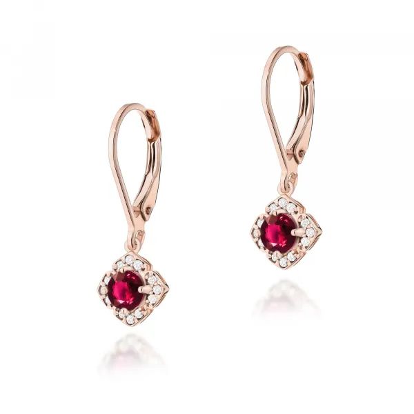 Blink-Blink Zlaté náušnice s Rubínami a diamantami3330ZDRuB