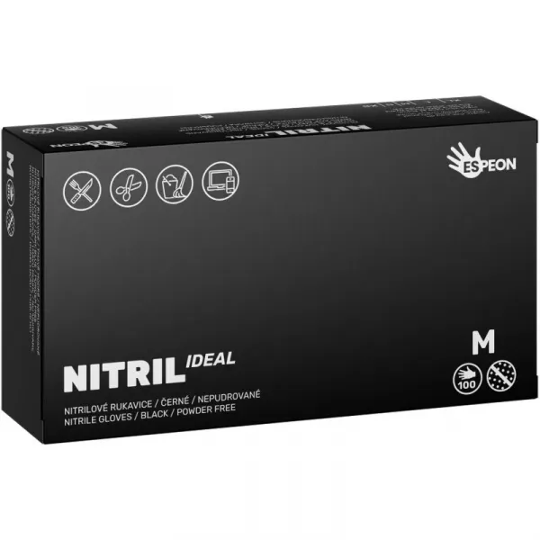 Espeon Nitril Ideal3 Black nitrilové nepudrované rukavice veľkosť M 100 ks