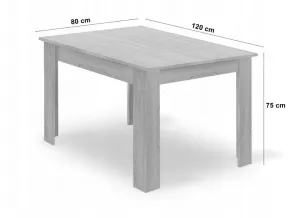 Jedálenský stôl MADO čierny s doskou v dekore dub artisan 120x80cm