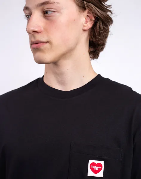 Carhartt WIP Pocket Heart T-Shirt "Black Red" (I032128-1V2XX)