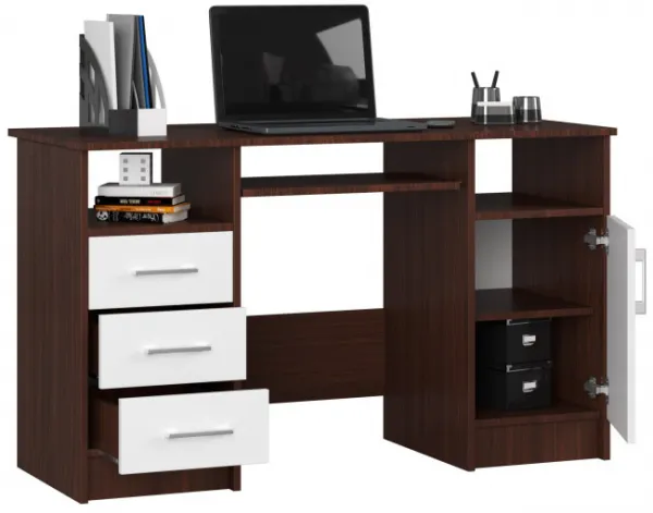 Ak furniture Volně stojící psací stůl Ana 124 cm wenge/bílý