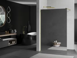 MEXEN/S - KIOTO Sprchová zástena WALK-IN 100x200 cm 8 mm, zlatá, zrkadlové sklo 800-100-101-50-50