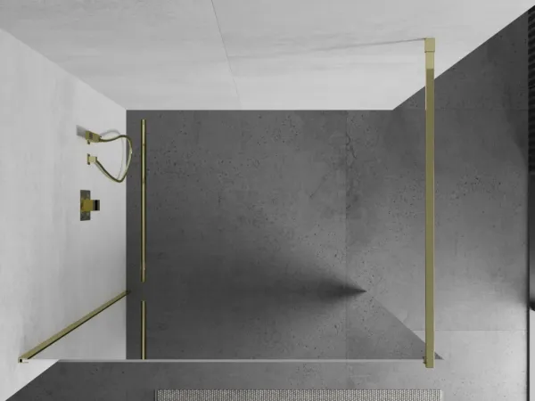 MEXEN/S - KIOTO Sprchová zástena WALK-IN 100x200 cm 8 mm, zlatá, zrkadlové sklo 800-100-101-50-50