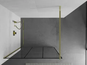 MEXEN/S - KIOTO Sprchová zástena WALK-IN 100x200 cm 8 mm, zlatá, čierny vzor 1 800-100-101-50-77