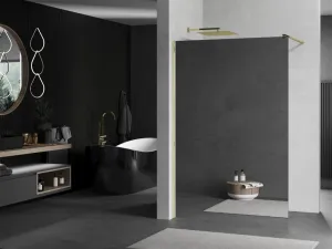 MEXEN/S - KIOTO Sprchová zástena WALK-IN 120x200 cm 8 mm, zlatá, zrkadlové sklo 800-120-101-50-50