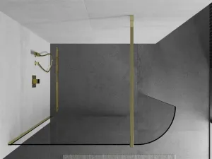 MEXEN/S - Kioto Sprchová zástena WALK-IN zaoblená 110 x 200, transparent 8 mm, zlatá 800-110-101-50-06