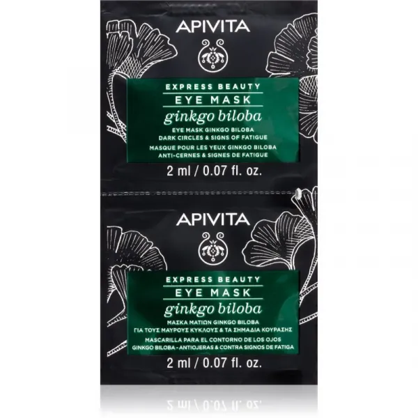 Apivita Express Beauty Eye Mask Gingko Biloba maska na oči proti opuchom a tmavým kruhom 2x2 ml