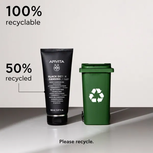 Apivita Cleansing Black Detox Cleansing Gel čistiaci gél s aktívnym uhlím na tvár a oči 150 ml